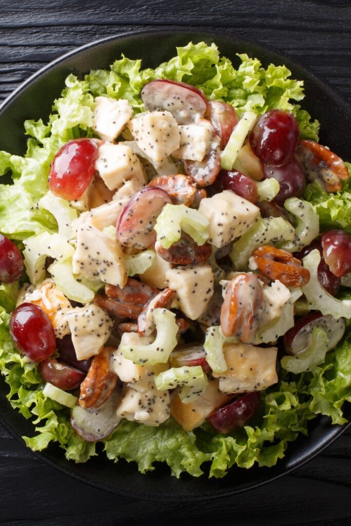 Creamy Homemade Chicken Salad with Grapes and Lettuce
