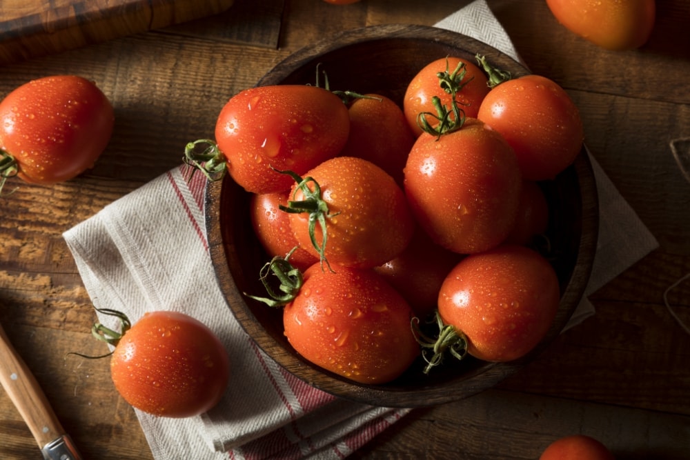 Fresh Roman Tomatoes in a Bowl