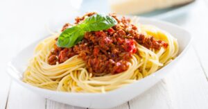 Homemade Bolognese Pasta with Basil