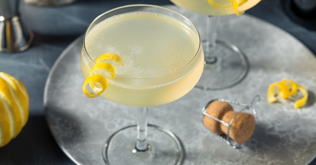 Homemade Boozy French 75 Cocktail with Lemon