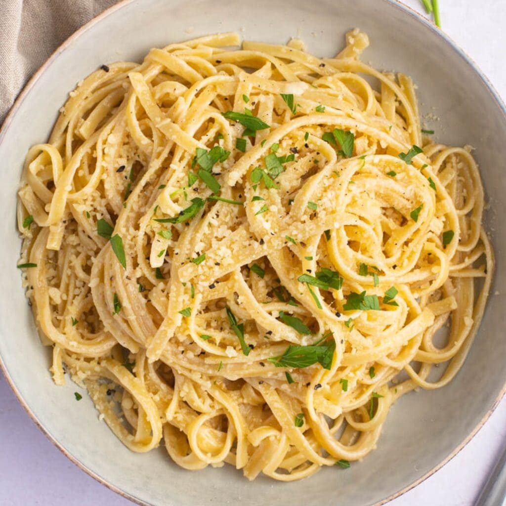 Homemade Buttered Noodles with Cheese and Herbs