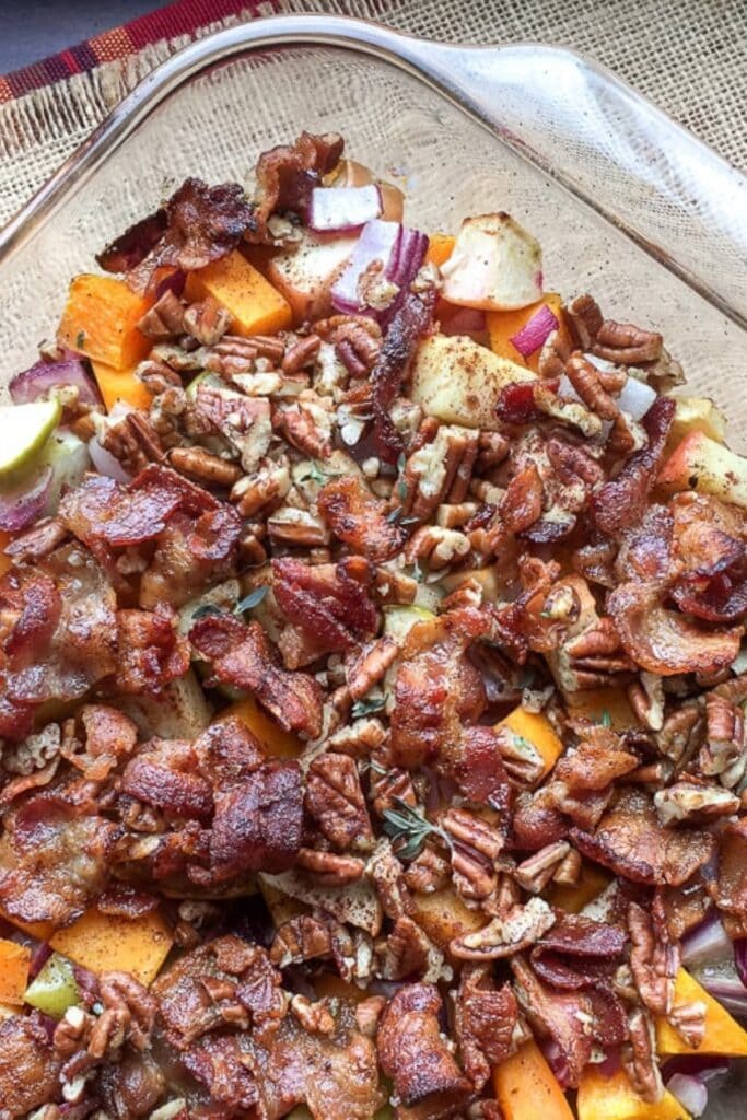 Homemade Butternut Squash Casserole with Bacon
