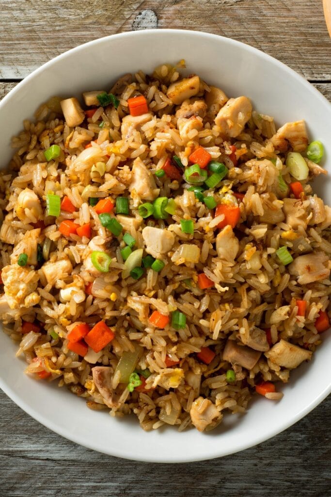 Homemade Chicken Fried Rice with Carrots and Green Onions