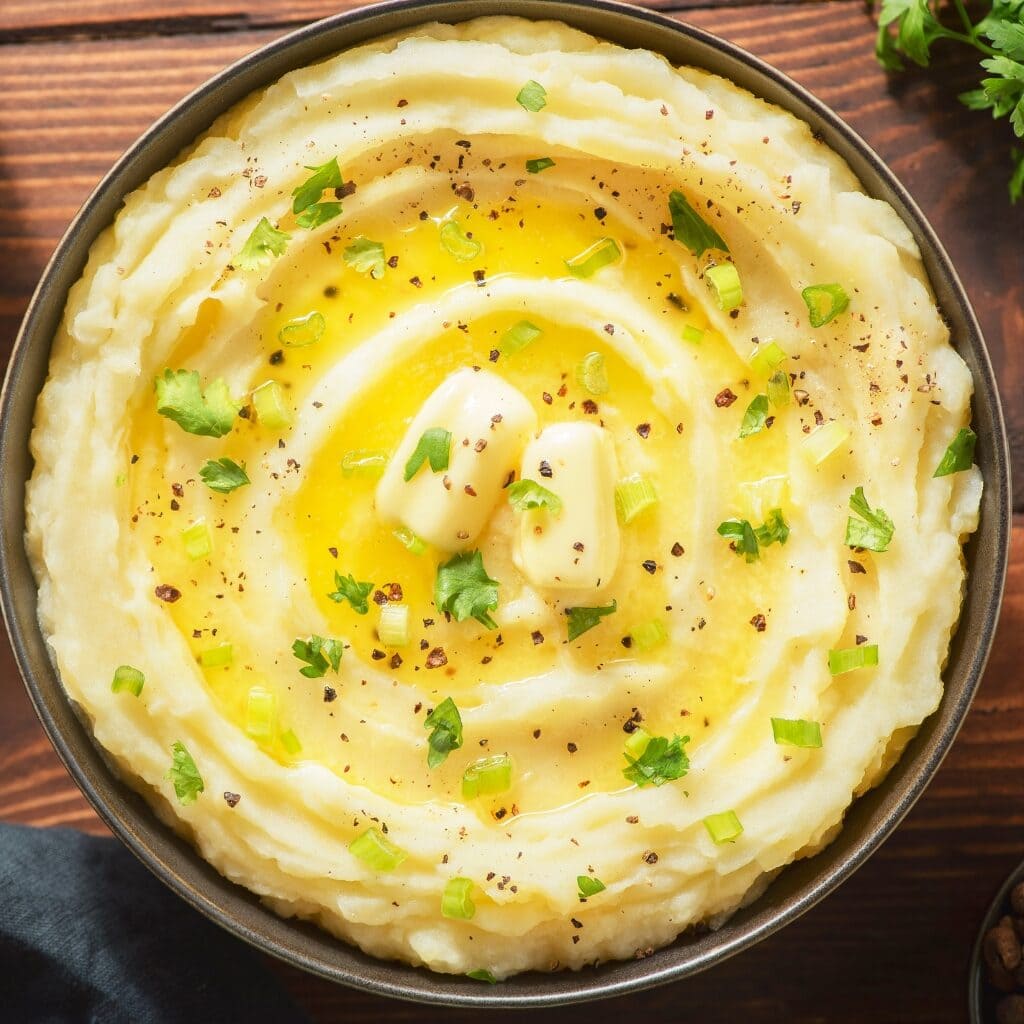 Homemade Mashed Potatoes with Herbs and Butter