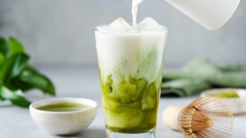 Homemade Matcha Iced Tea with Soy Milk