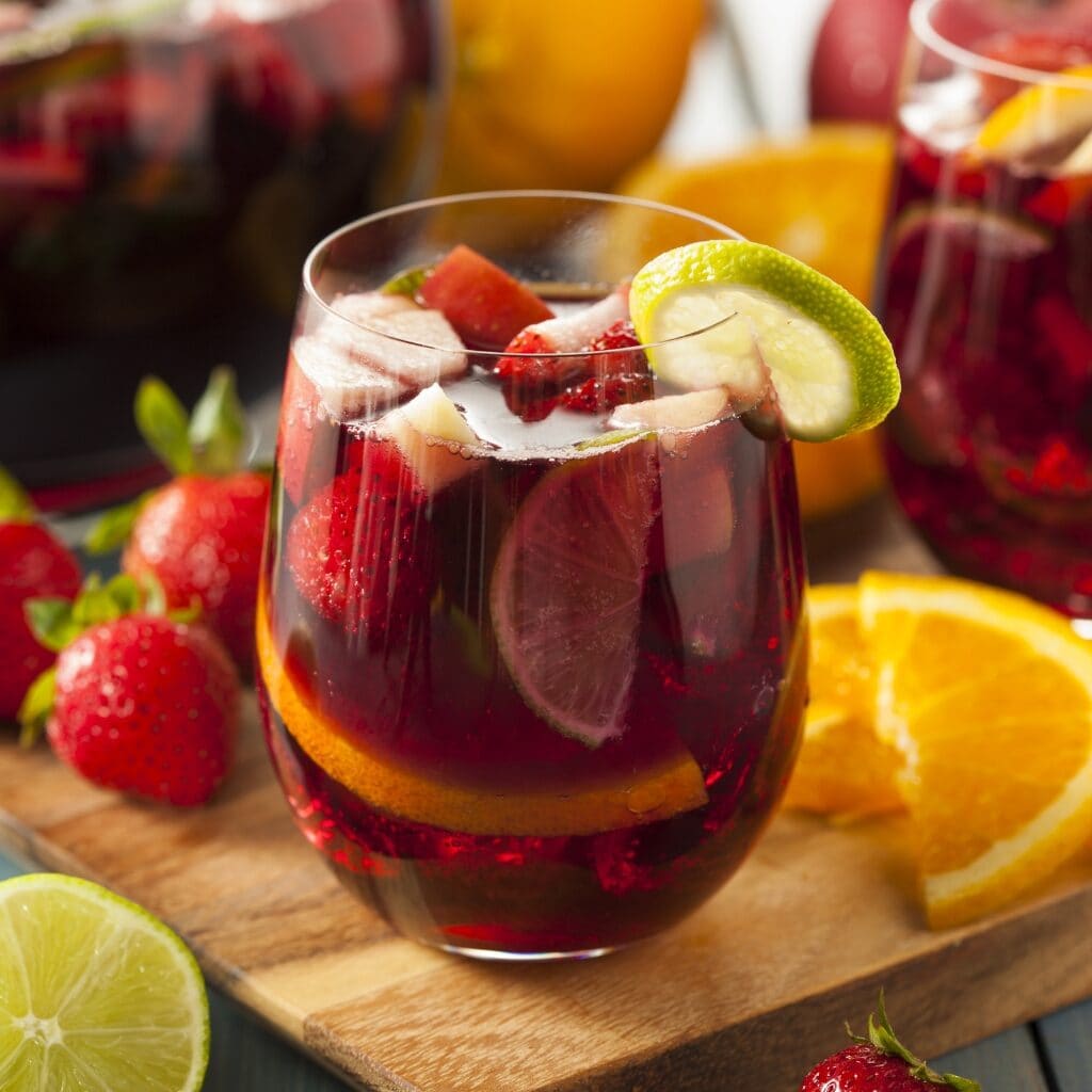 Homemade Red Sangria with Orange and Apples