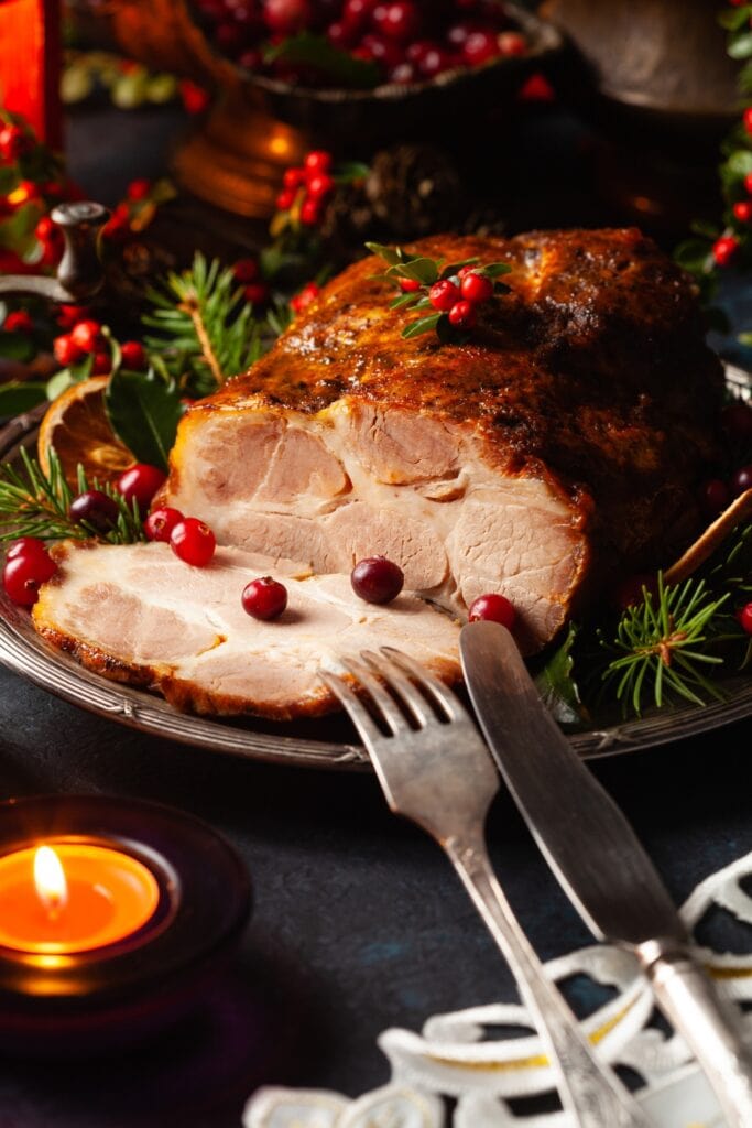 Homemade Roasted Pork Neck with Cranberries