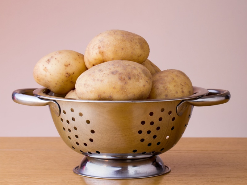 Maris Piper Potatoes in a Metal Colander