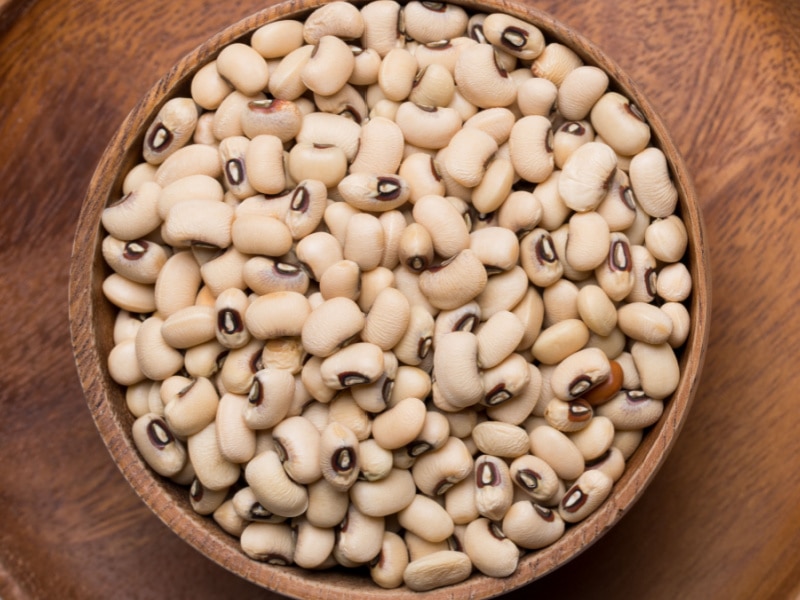 Navy Beans in a Wooden Bowl