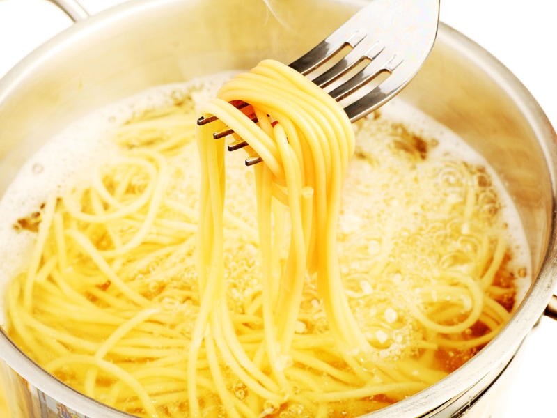 Pasta Noodles Cooked in Boiling Water