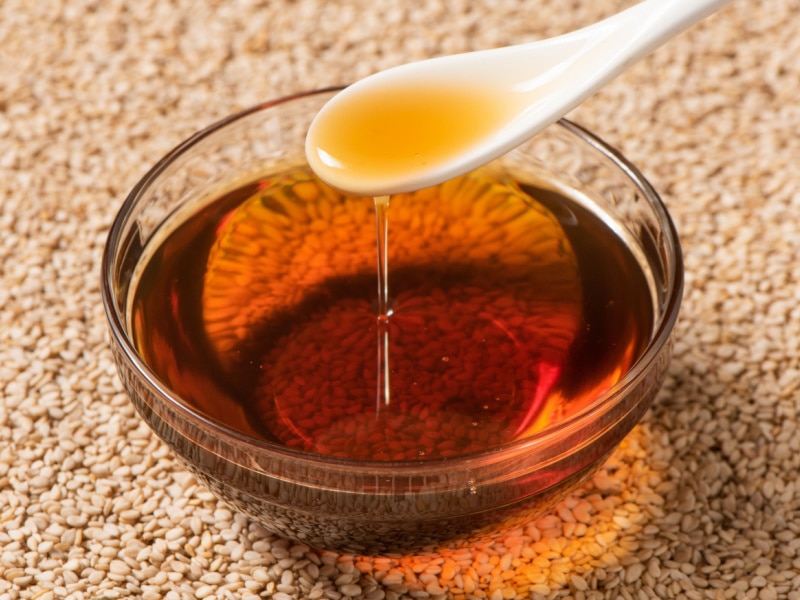 Sesame Oil in a Clear Glass Bowl