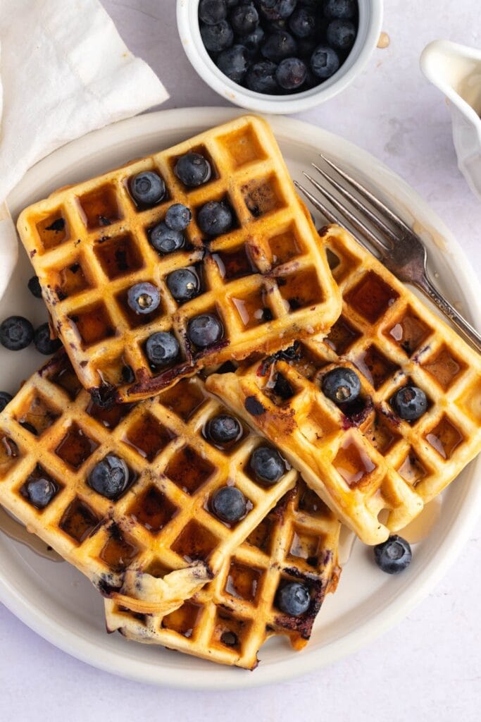 Soft and Fluffy Blueberry Waffles