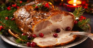 Homemade Roasted Pork Neck with Cranberries