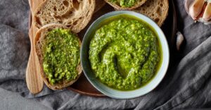 Bowl of Basil Pesto with Bread