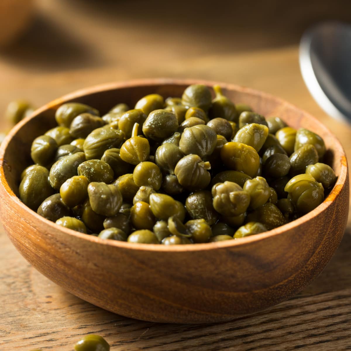Wooden Bowl Filled With Capers