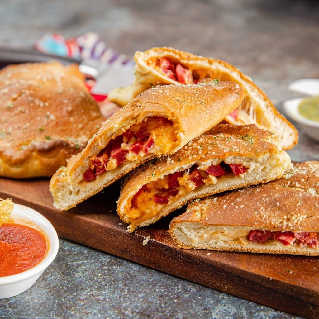 Calzone Pizza with Cheddar Cheese and Sausage