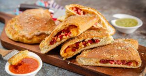 Calzone Pizza with Cheddar Cheese and Sausage