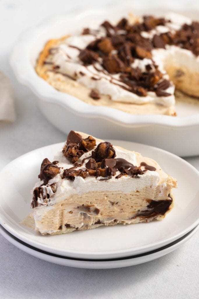 Reese's Peanut Butter Pie with hot fudge