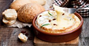 Delicious Hot Baked Camembert Cheese Fondue