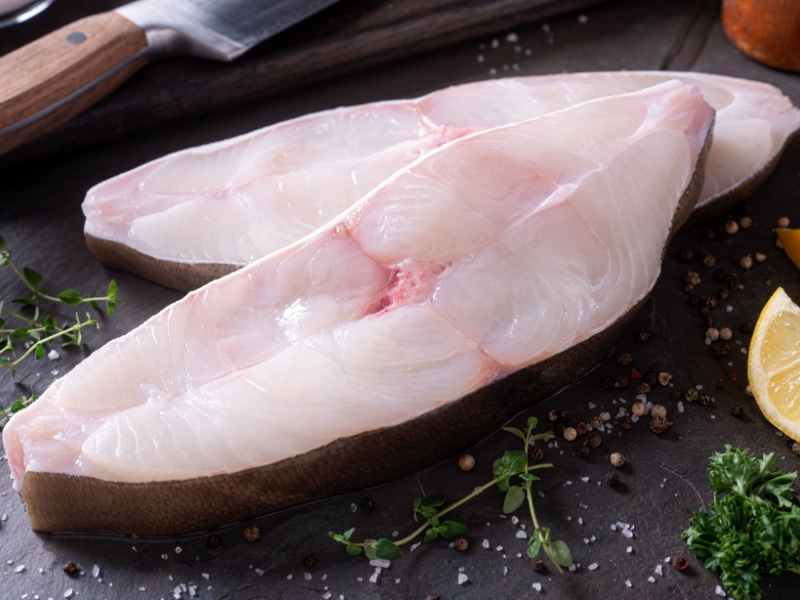 Sliced Fresh Halibut Fish