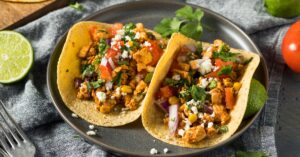 Healthy Sofritas Tacos with Corn and Onions