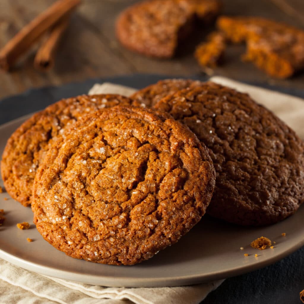 Homemade Ginger Cookies in a Plate
