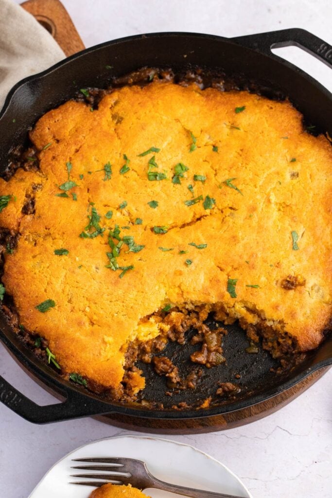 Homemade Spicy Tamale Pie with Ground Beef