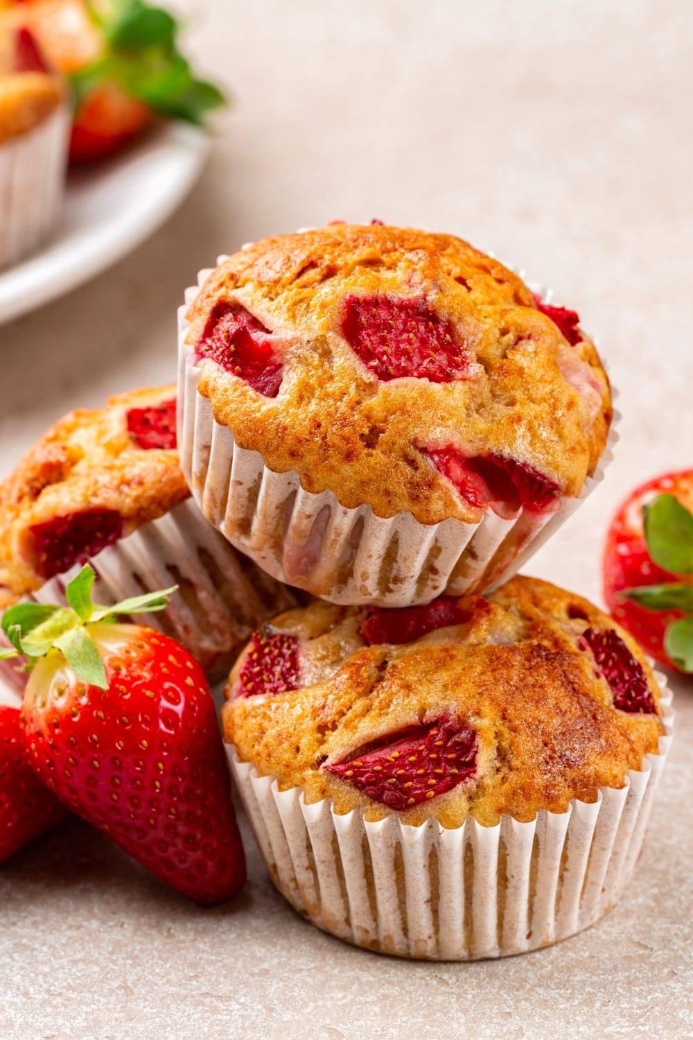 Strawberry Banana Muffins Loaded With Fresh Strawberries