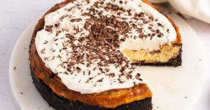 Homemade Sweet and Creamy Baileys Cheesecake with Chocolate Bits