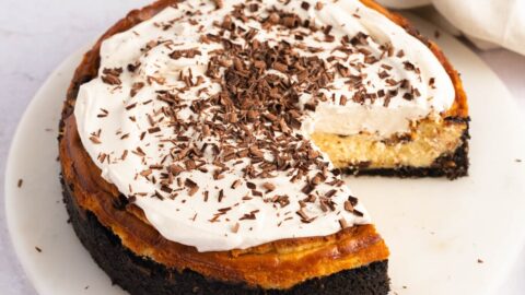 Homemade Sweet and Creamy Baileys Cheesecake with Chocolate Bits