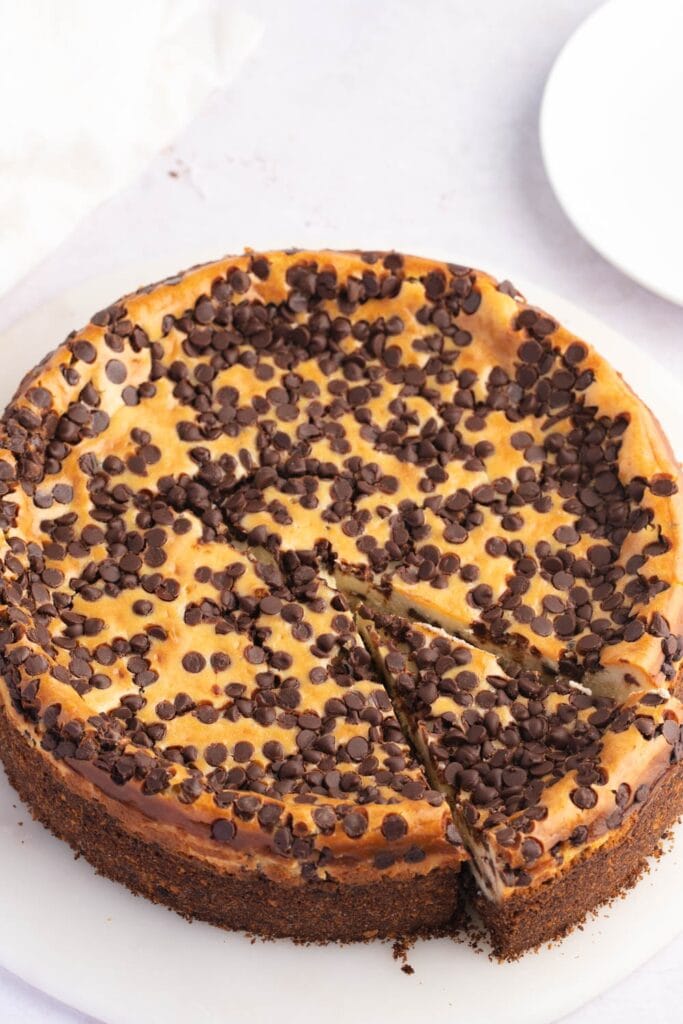 Homemade Sweet and Creamy Cheesecake with Chocolate Chips