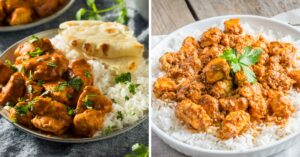 Homemade Tikka Masala and Butter Chicken with Rice