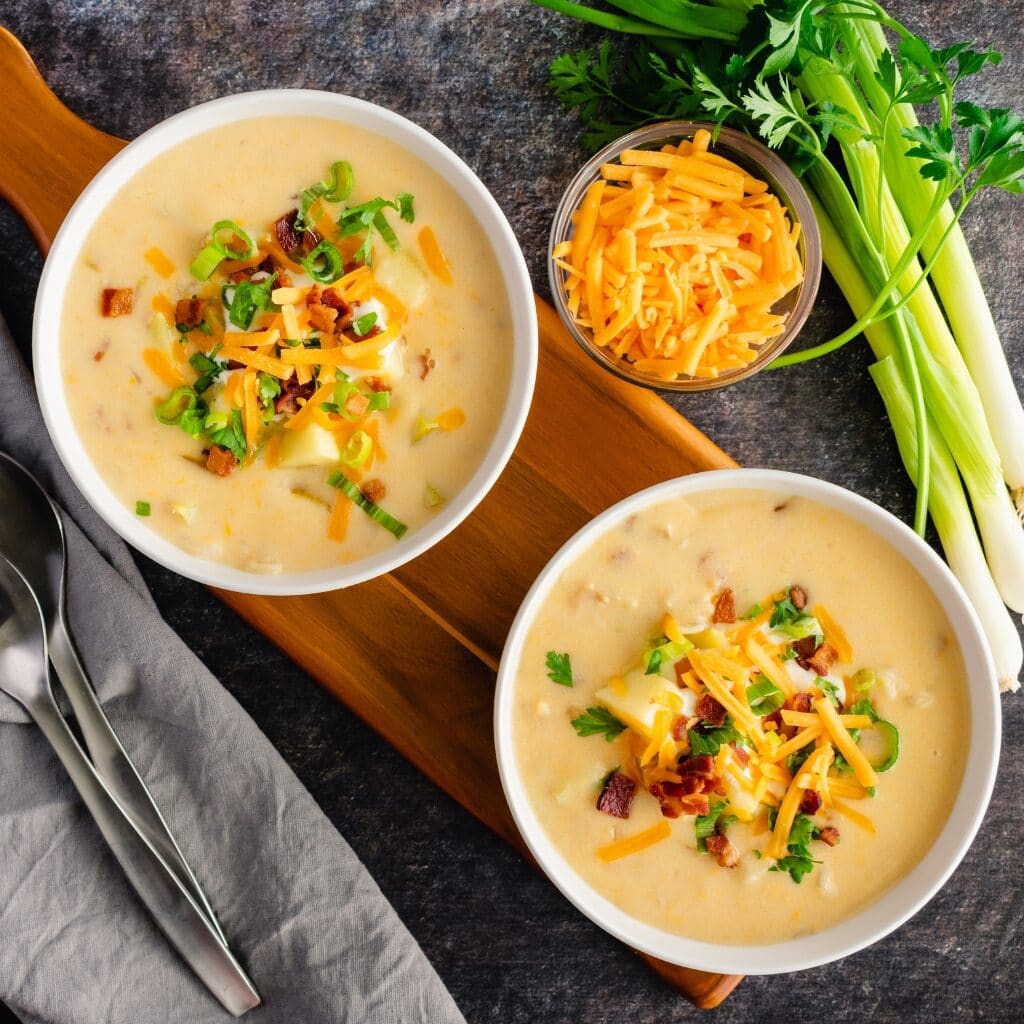 Homemade Potato Soup with Bacon and Cheese