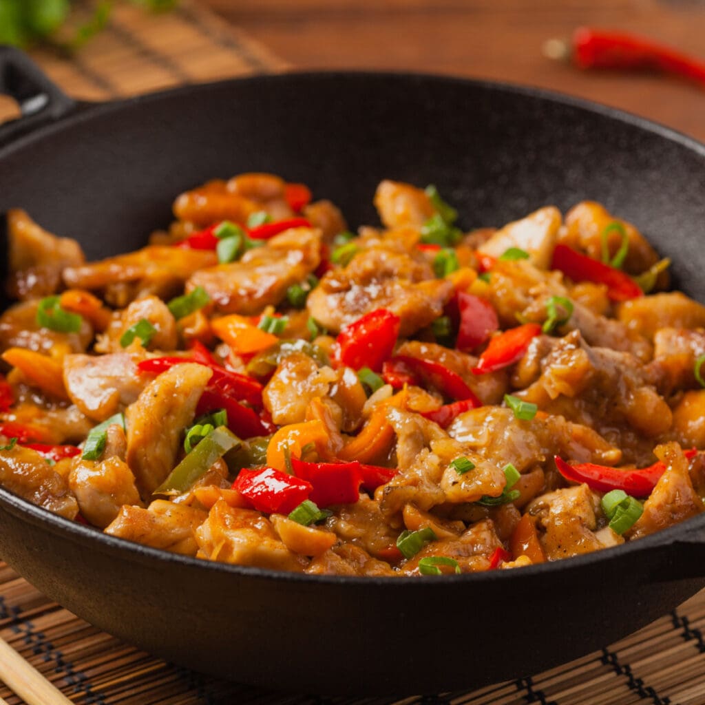 Kung Pao Chicken in a Wok