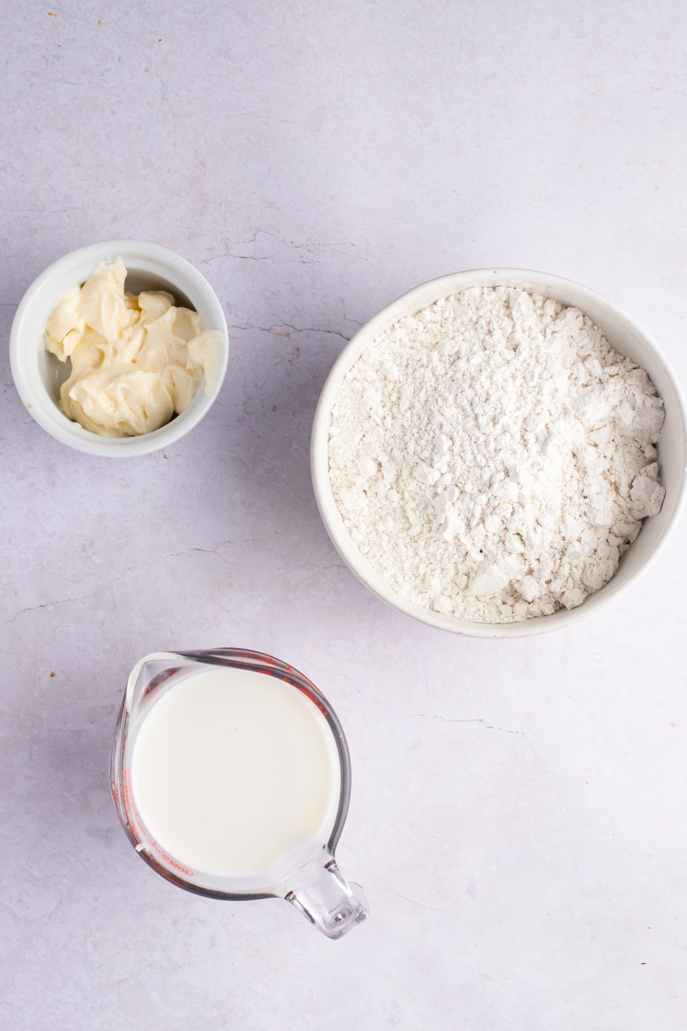 Mayonnaise Biscuit Ingredients - Mayonnaise, Self-Rising Flour and Whole Milk
