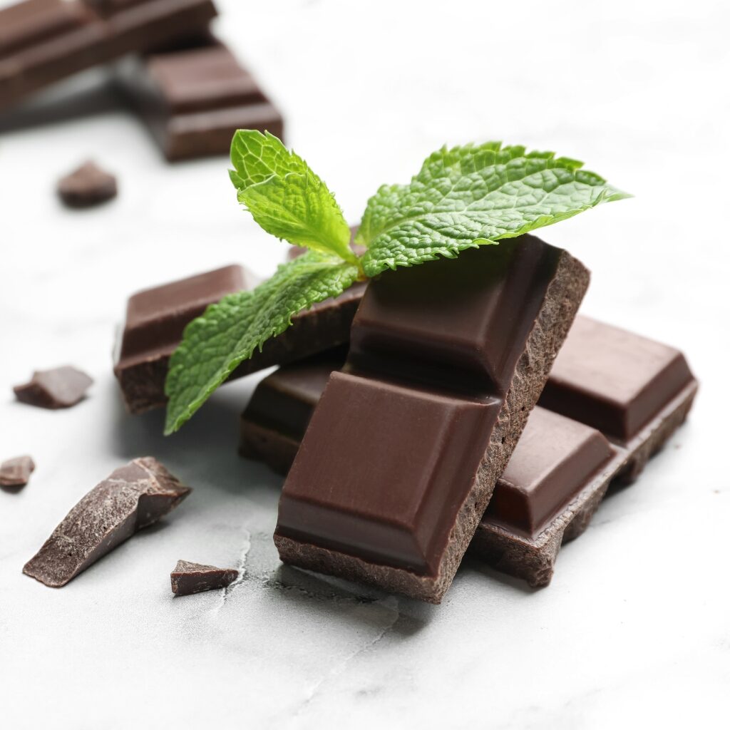 Pieces of Dark Chocolate with Mint