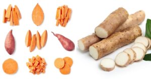 Raw Organic Yam and Sweet Potatoes