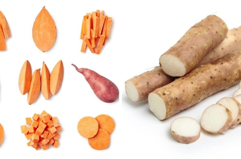 Raw Organic Yam and Sweet Potatoes