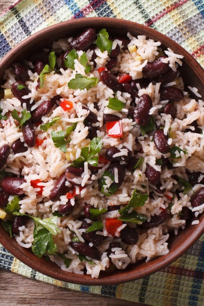 Rice with Red Beans and Vegetables in a Bowl