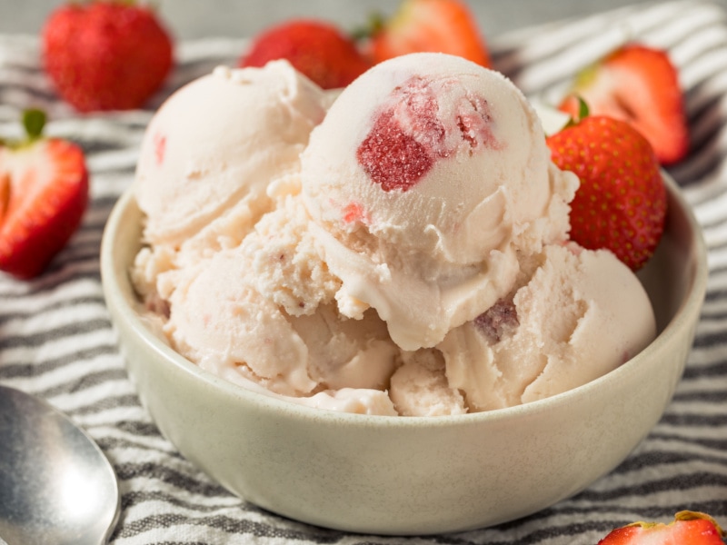 Strawberry Ice Cream in Bowl