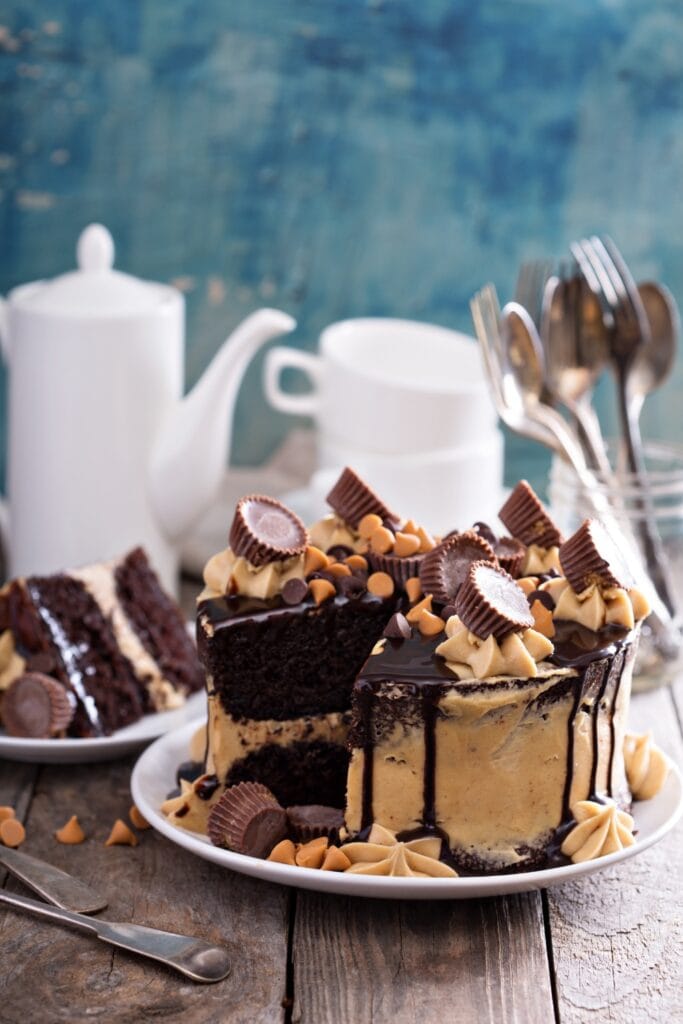 Sweet Homemade Chocolate Peanut Butter Cake with Reese's