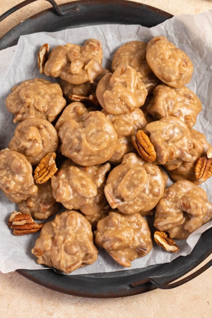 Southern Pecan Pralines (a Sweet and Crunchy treat on parchment paper)