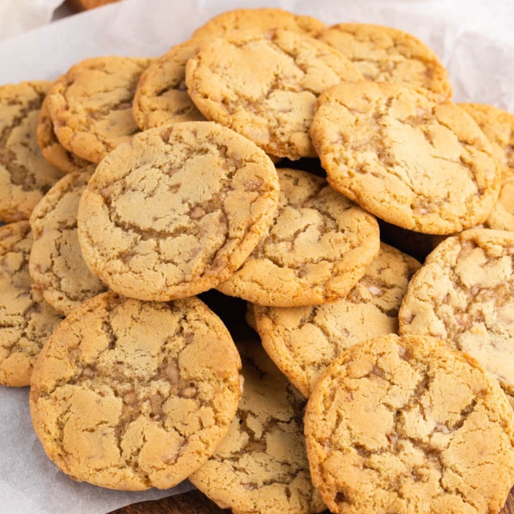 Bunch Butter Toffee Cookies Laid on a Parchment Paper