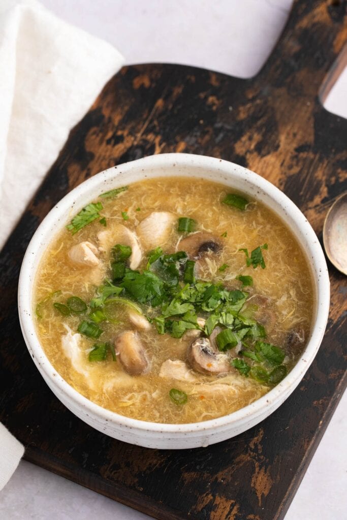 Tangy and Savory Hot and Sour Chicken and Mushroom Soup