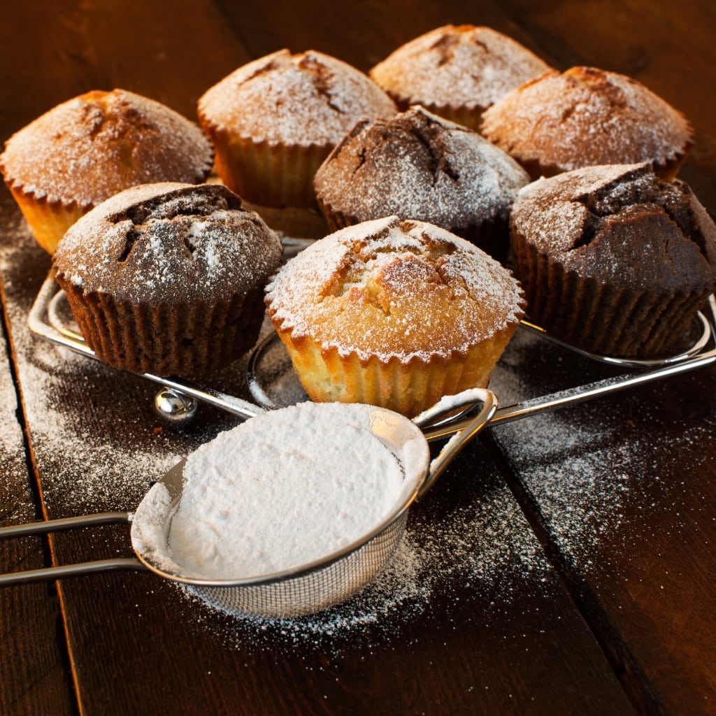 Vanilla and Chocolate Muffins Sprinkled with Caster Sugar