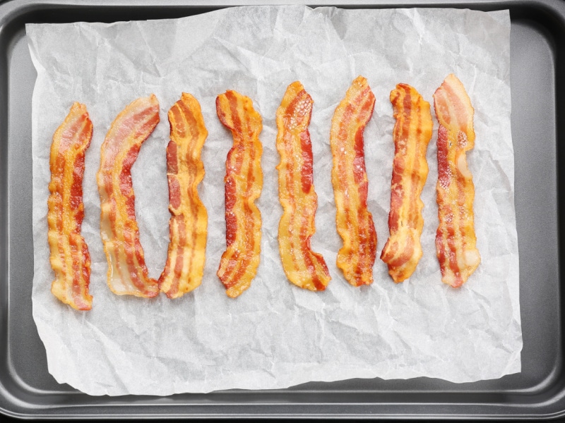 Cooked Bacon on a Parchment Paper