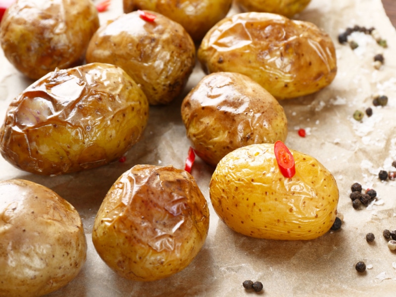Baked Potatoes on a Parchment Paper