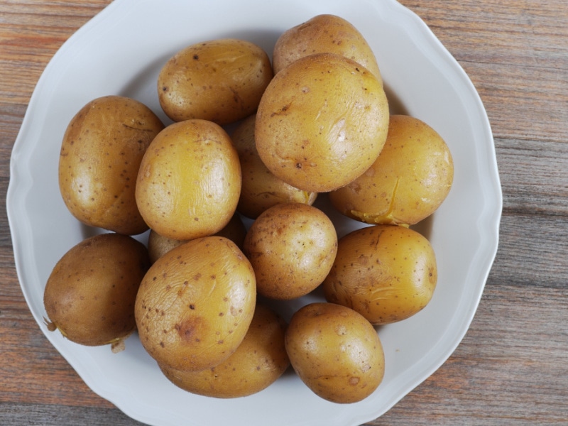 Boiled Potatoes with Skin on a Plate