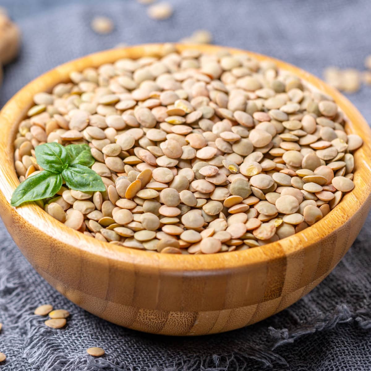 Lentils in a Wooden Bowl