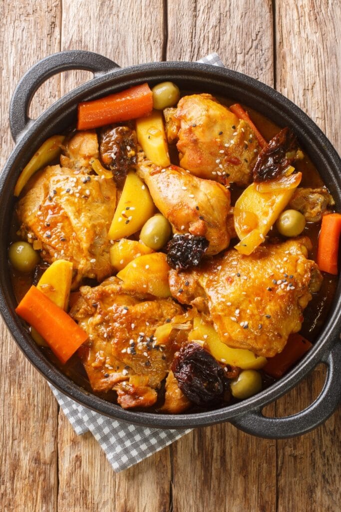 Braised Chicken Meat with Prunes, Carrots and Potatoes